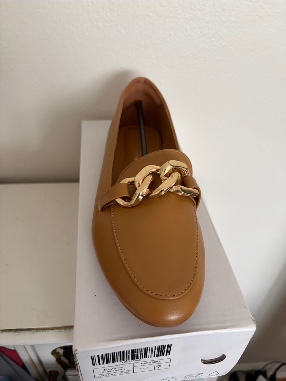 Women’s Tan Chain-Trim Loafer